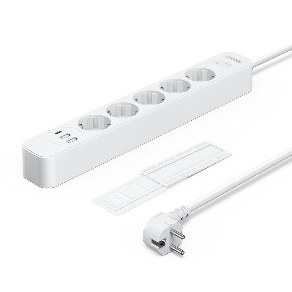 PowerNest EU Power Strip 5 Socket 2-USB-A 1-USB-C Overvoltage Protection