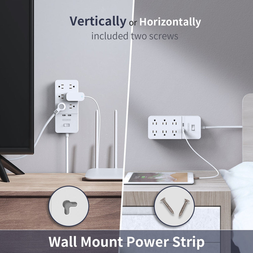 PowerNest Surge Protector Power Strip 10 Outlets 2 USB