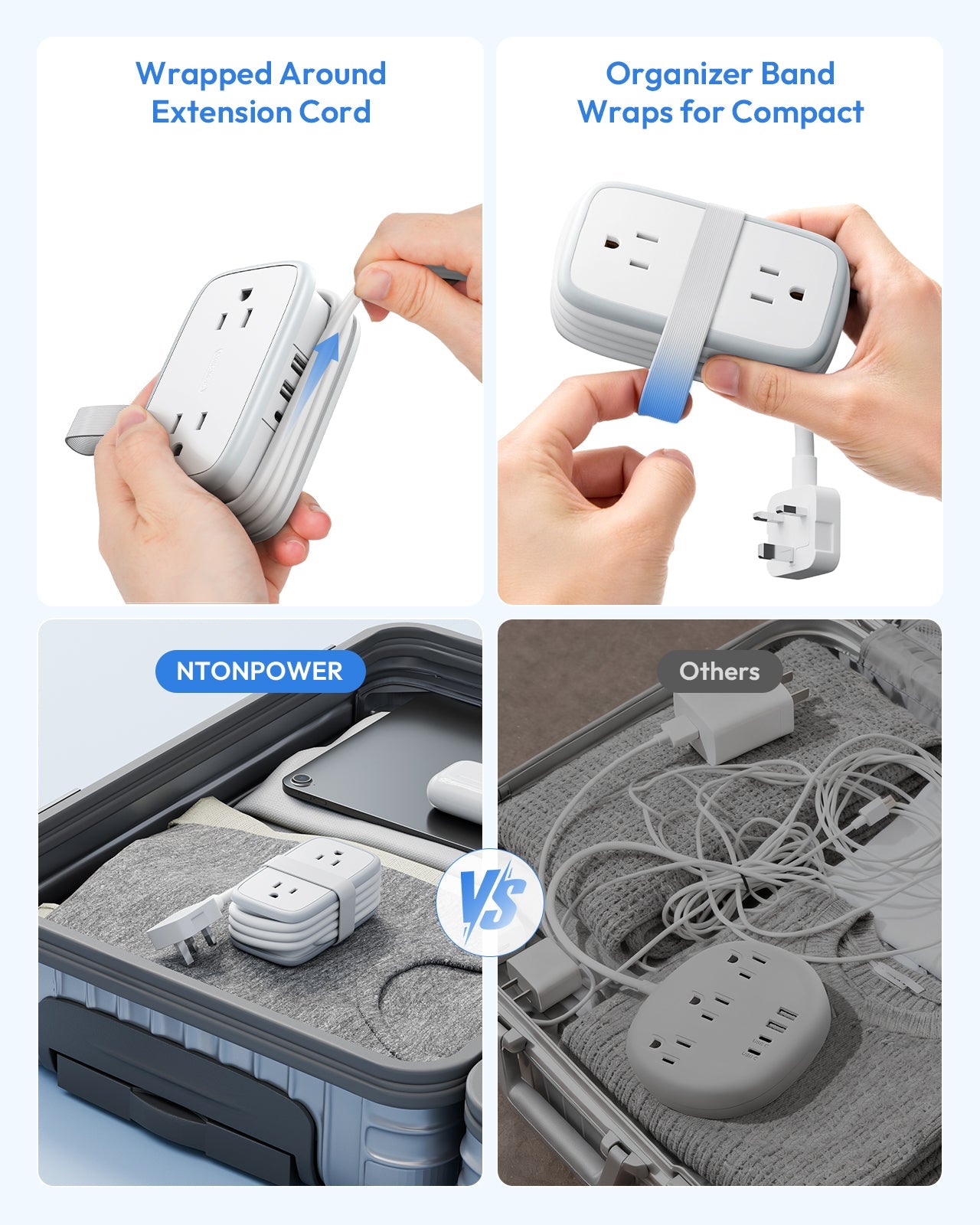 PowerNest US to UK Adapter 4 Outlets 2 USB A 1 USB C