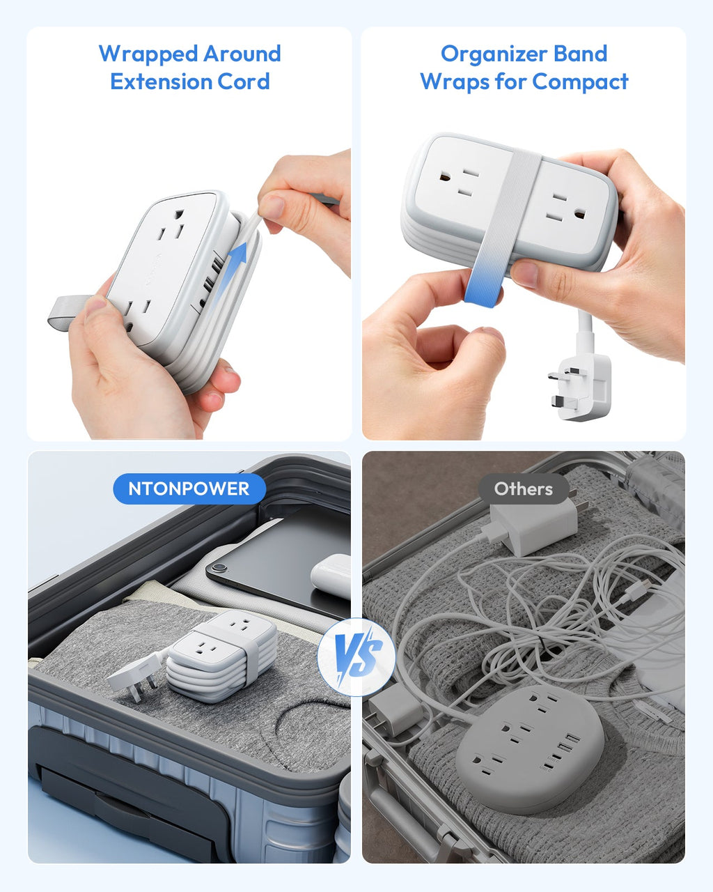 PowerNest US to UK Adapter 4 Outlets 2 USB A 1 USB C