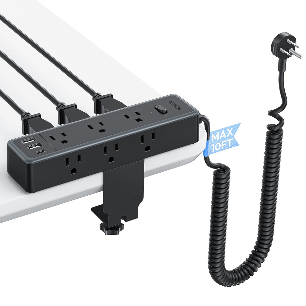 PowerNest Standing Desk Power Strip 9 Outlets 2 USB-A 1 USB-C