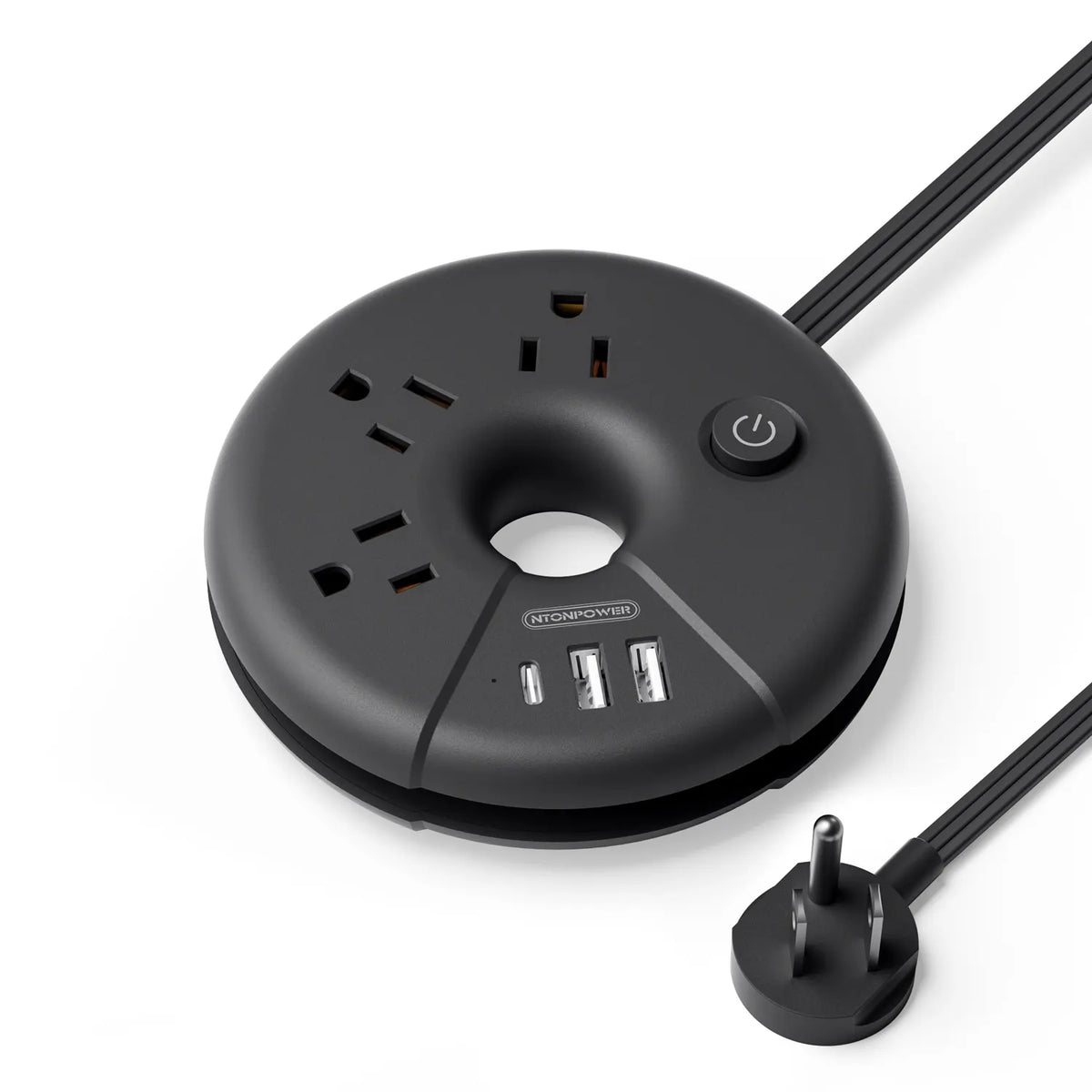 PowerNest New i-Donut Power Strip 3 Outlets 2 USB-A 1 Type C