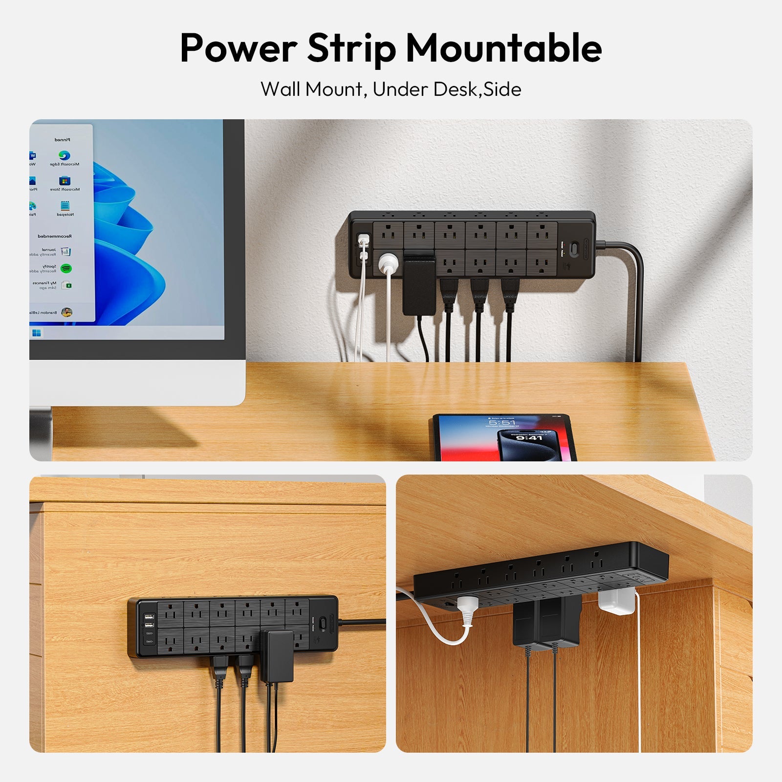 PowerNest Surge Protector Power Strip 24 Outlets 2 USB-A 2-USB C