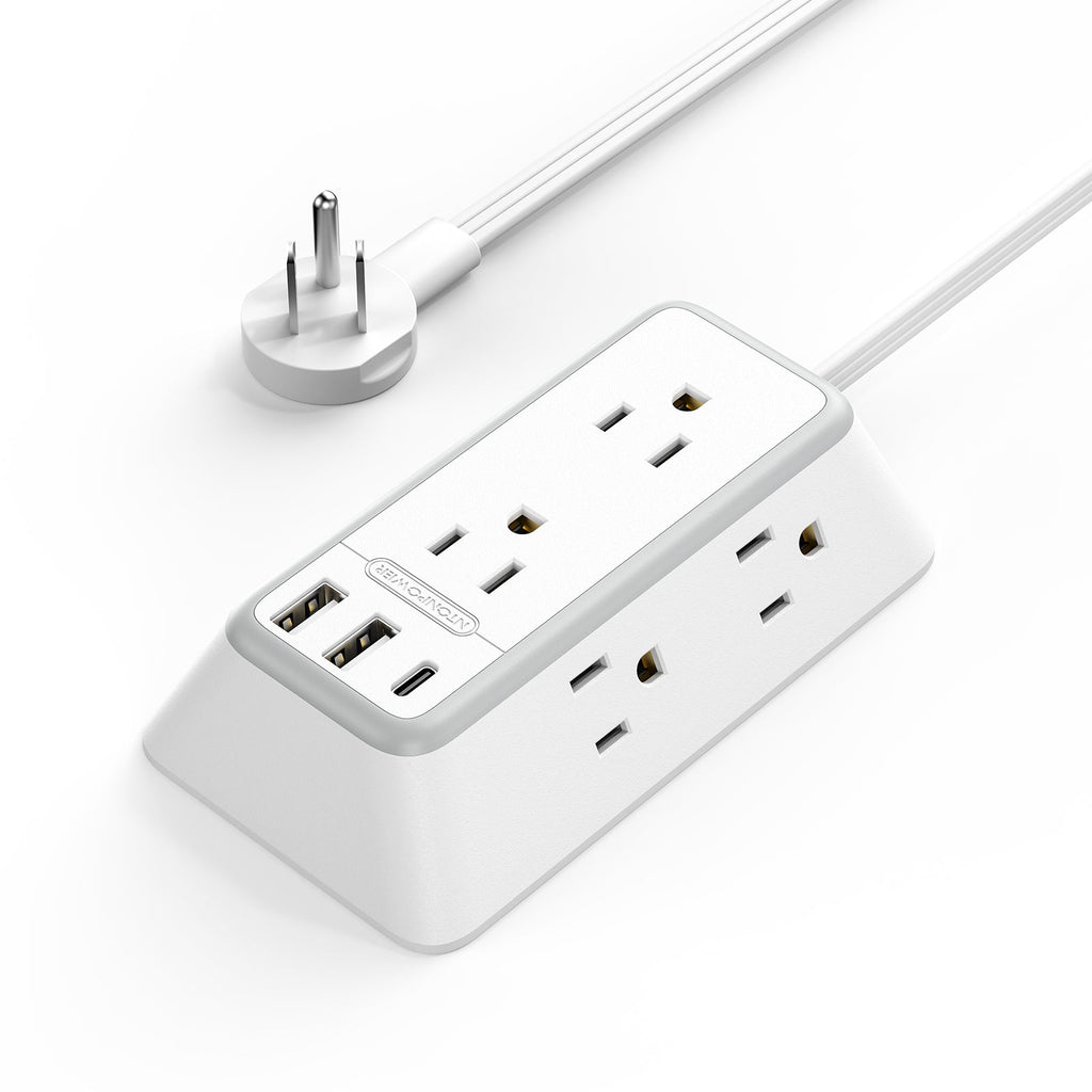 PowerNest 3-Sided Power Strip 6 Outlets 2 USB-A 1 USB-C