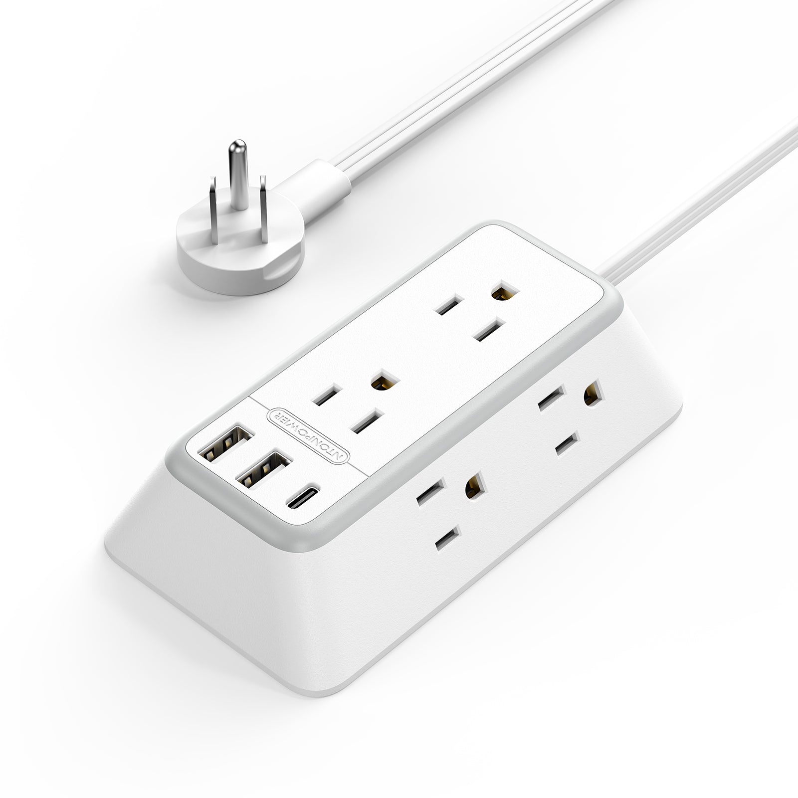 PowerNest 3-Sided Power Strip 6 Outlets 2 USB-A 1 USB-C
