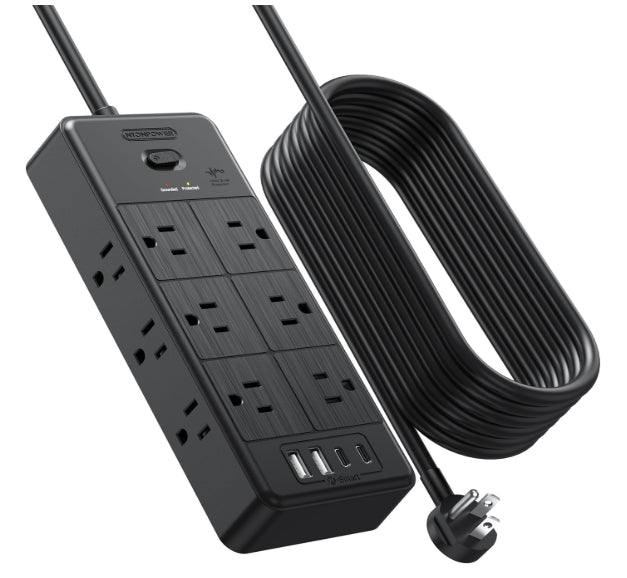 PowerNest Surge Protector Power Strip 12 Outlets 2 USB-A 2-USB C