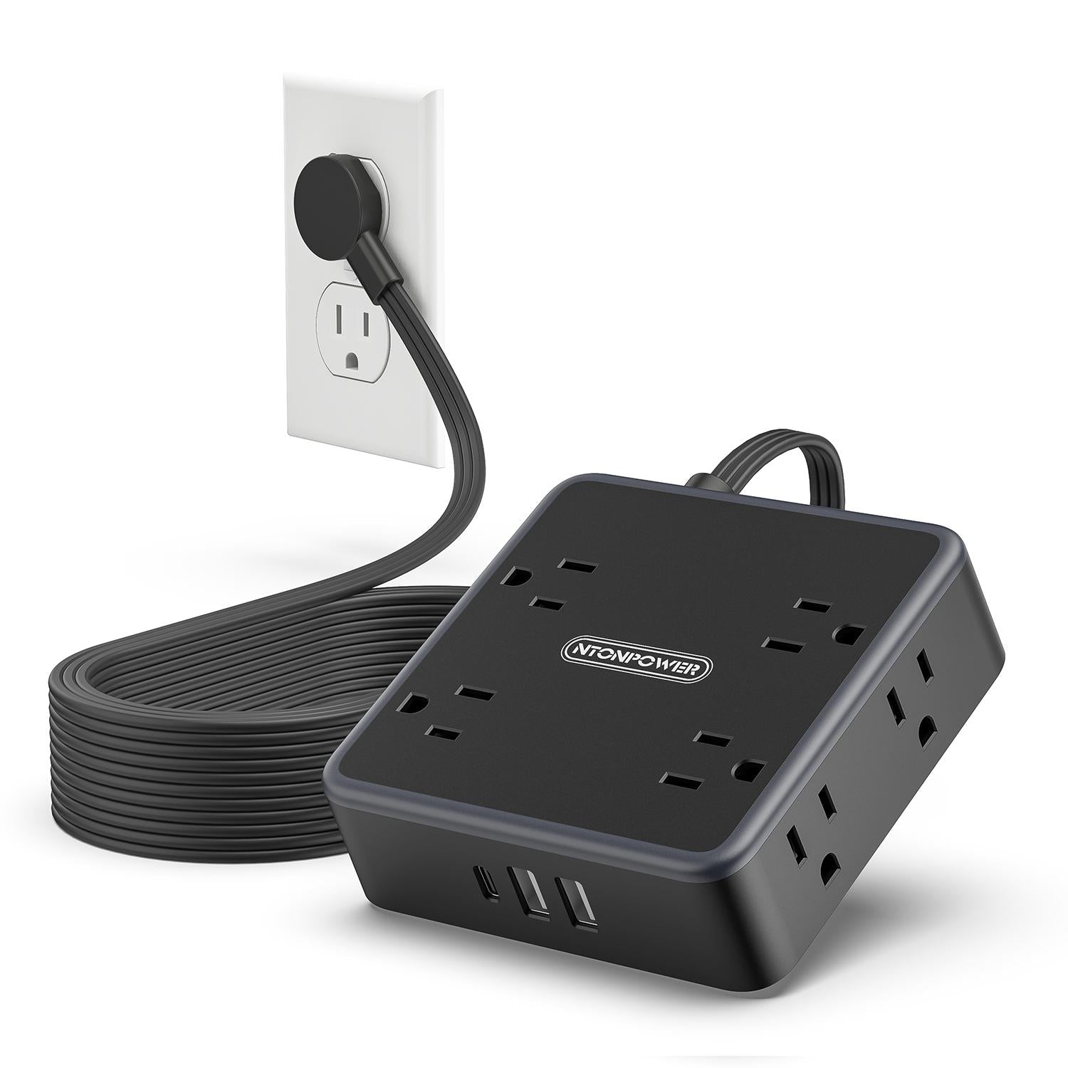 PowerNest Widecube Power Strip 8 Outlets 2 USB-A 1 USB-C
