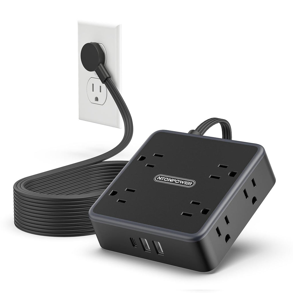 PowerNest Widecube Power Strip 8 Outlets 2 USB-A 1 USB-C