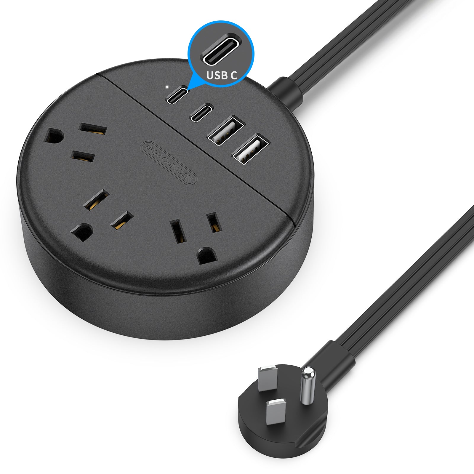 PowerNest New Dot  Power Strip 3 Outlets 2 USB-A 2 USB-C Small&Travel