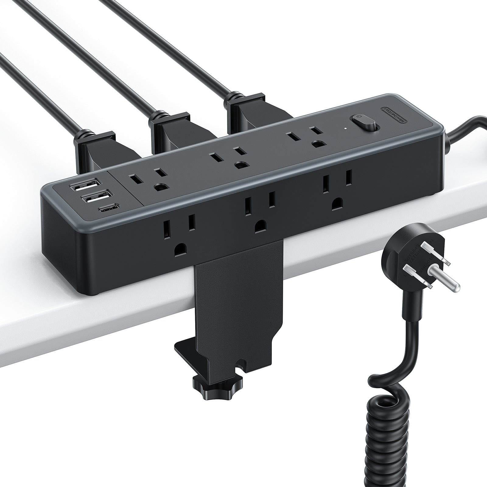 PowerNest Standing Desk Power Strip 9 Outlets 2 USB-A 1 USB-C