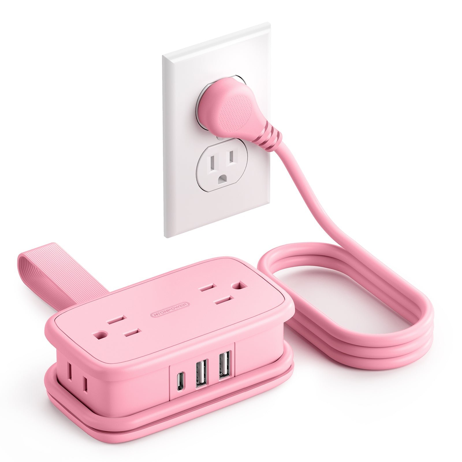 PowerNest Pocket Power Strip 4 Outlets 3 USB Ports(1 Type C)