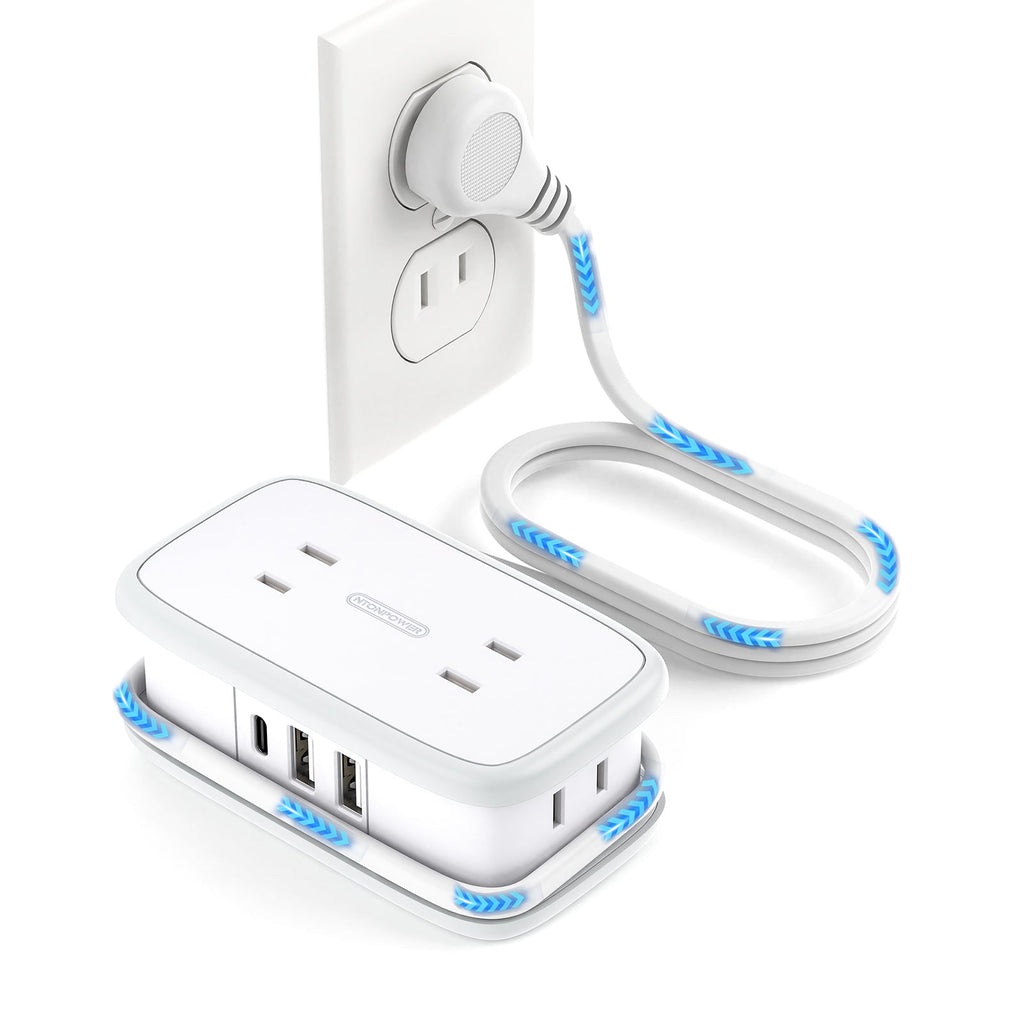 PowerNest New JP Pocket Power Strip 4 Outlets 2 USB-A 1 USB-C