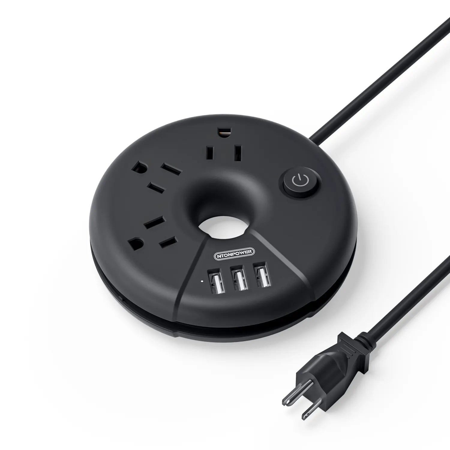 PowerNest i-Donut Power Strip 3 Outlets 3 USB Small&Travel