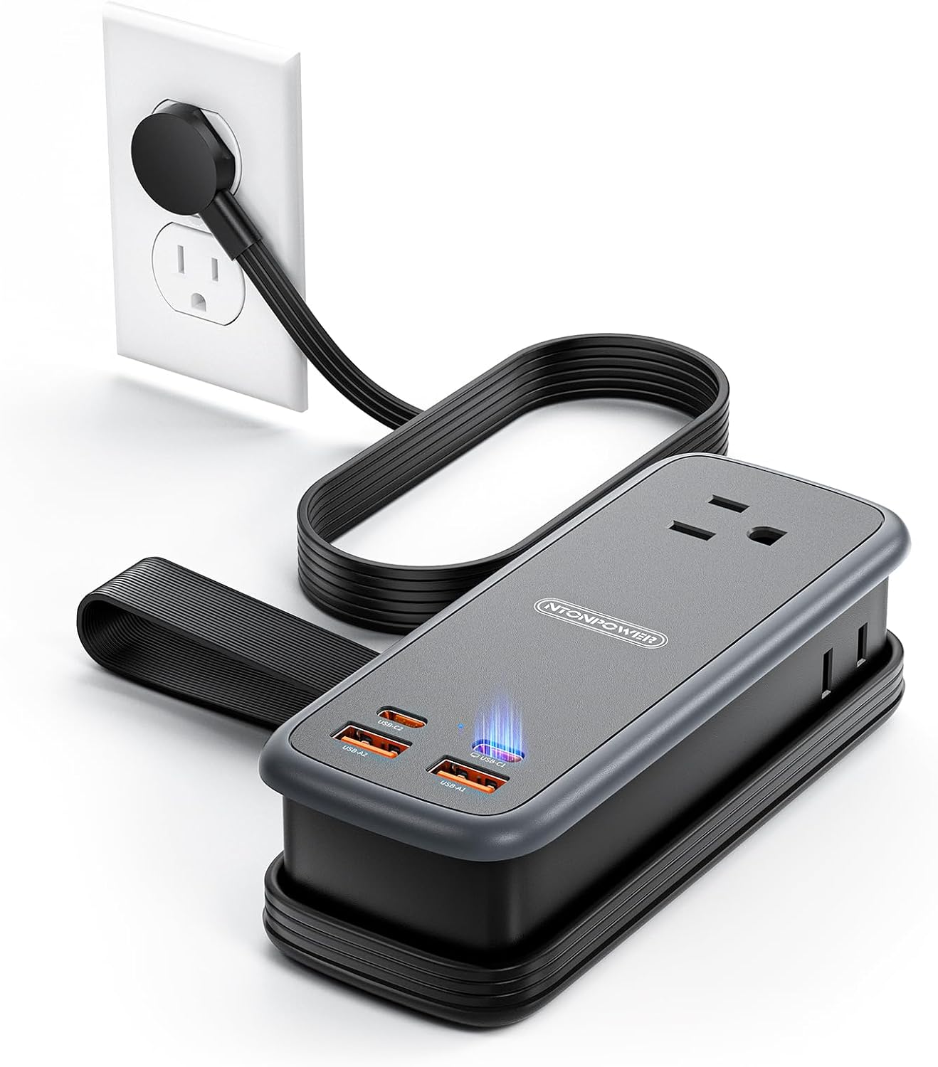PowerNest GAN Ultra 100W USB  Power Strip, 3 Outlets 2 USB-A 2 USB-C