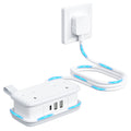 PowerNest UK Pocket Power Strip 2 Outlets 2 USB-A 1 USB-C Travel & Hotel