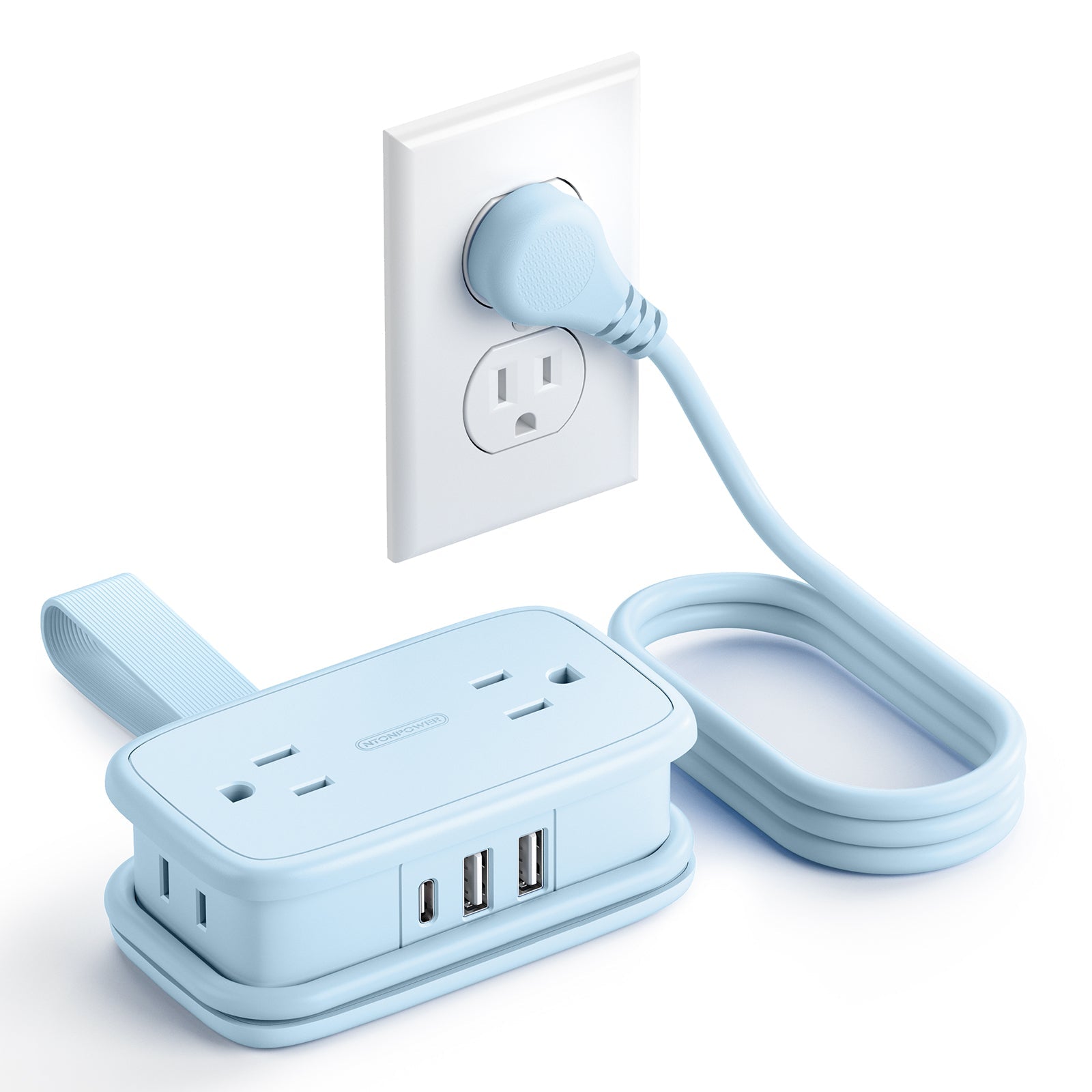 PowerNest Pocket Power Strip 4 Outlets 3 USB Ports(1 Type C)