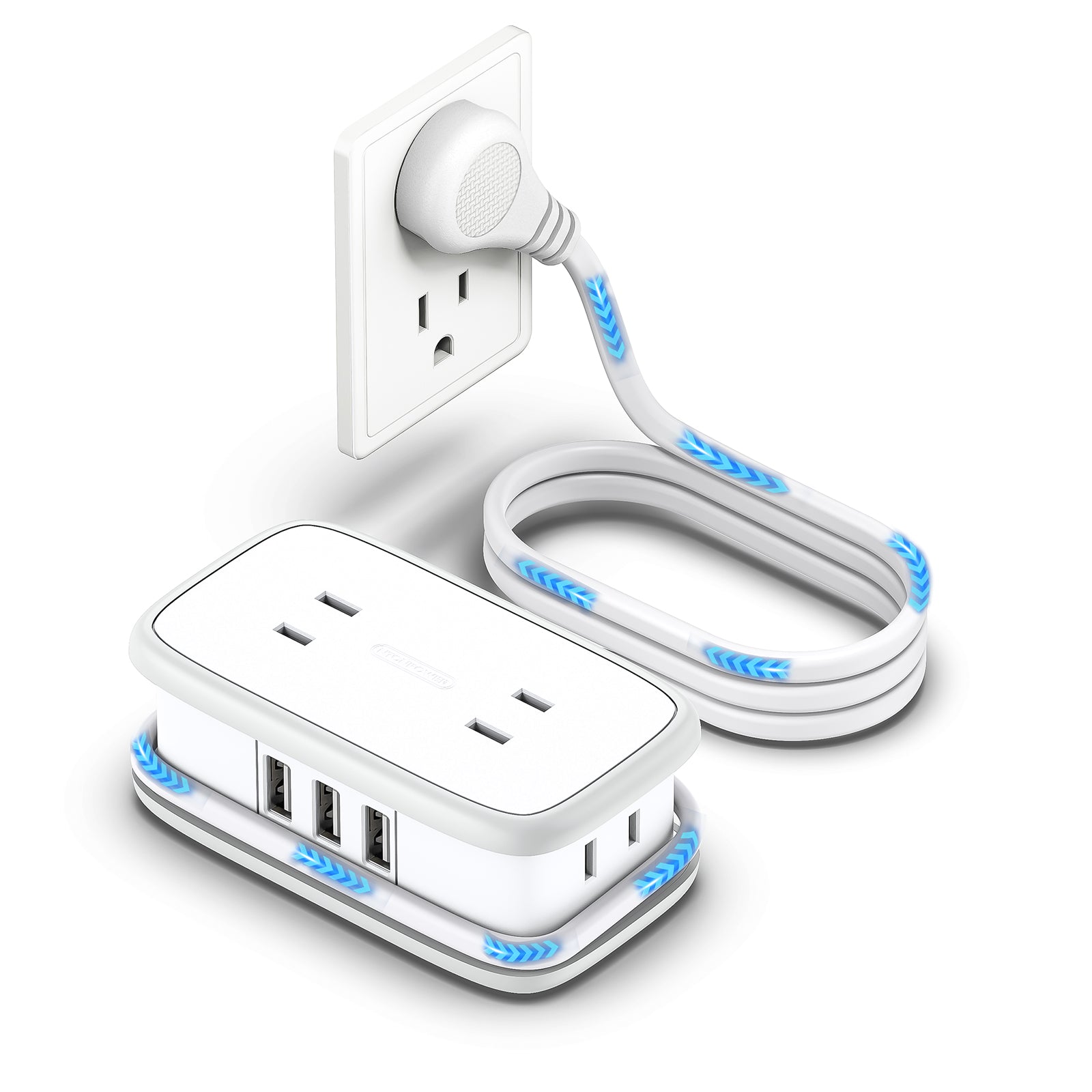 PowerNest New JP Pocket Power Strip 4 Outlets 3 USB Small&Travel
