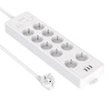 PowerNest EU Surge Protection Power Strip 10 Outlets 3 USB-A