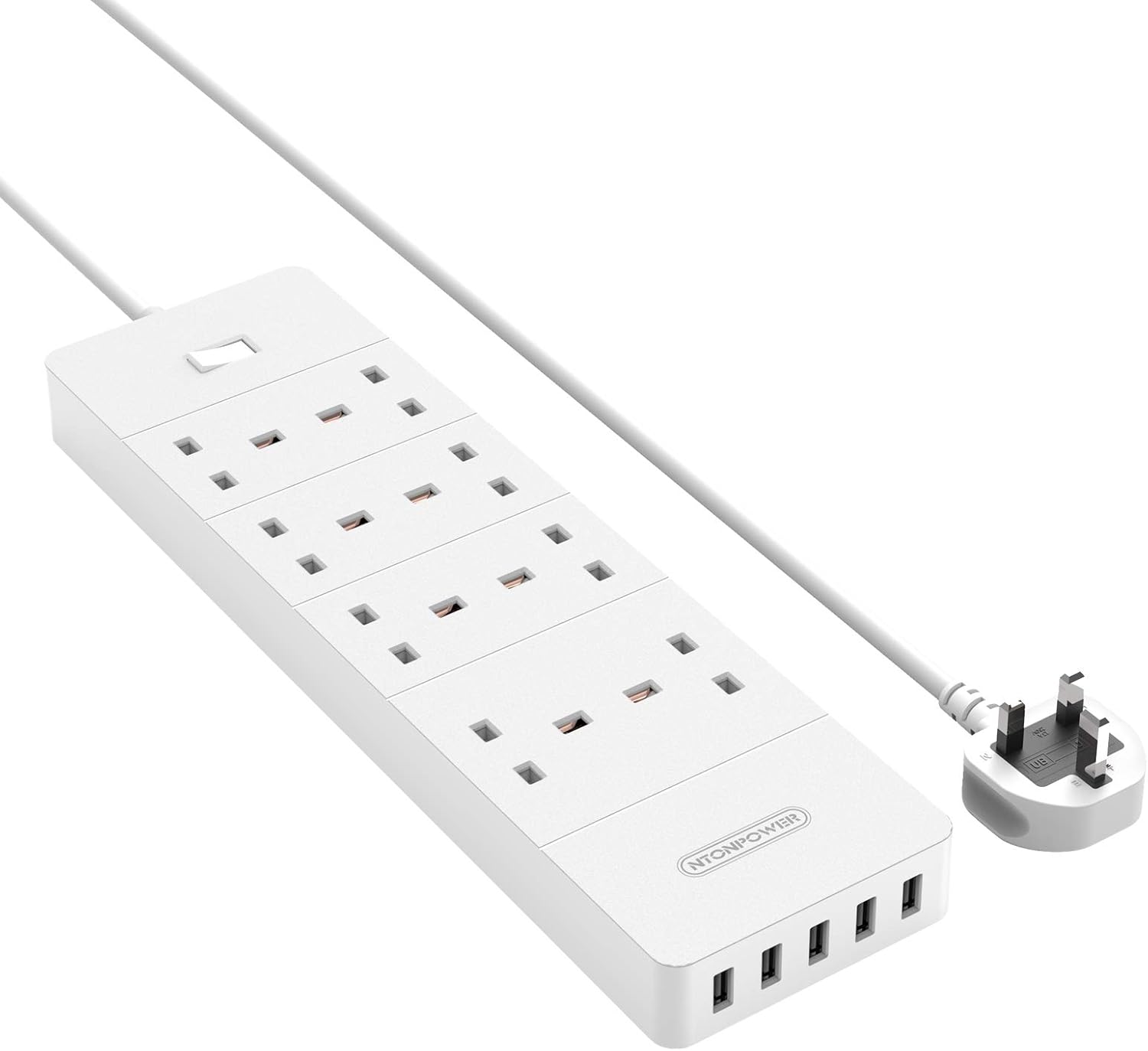 PowerNest UK Surge Protector 8 Outlets 5 USB Ports