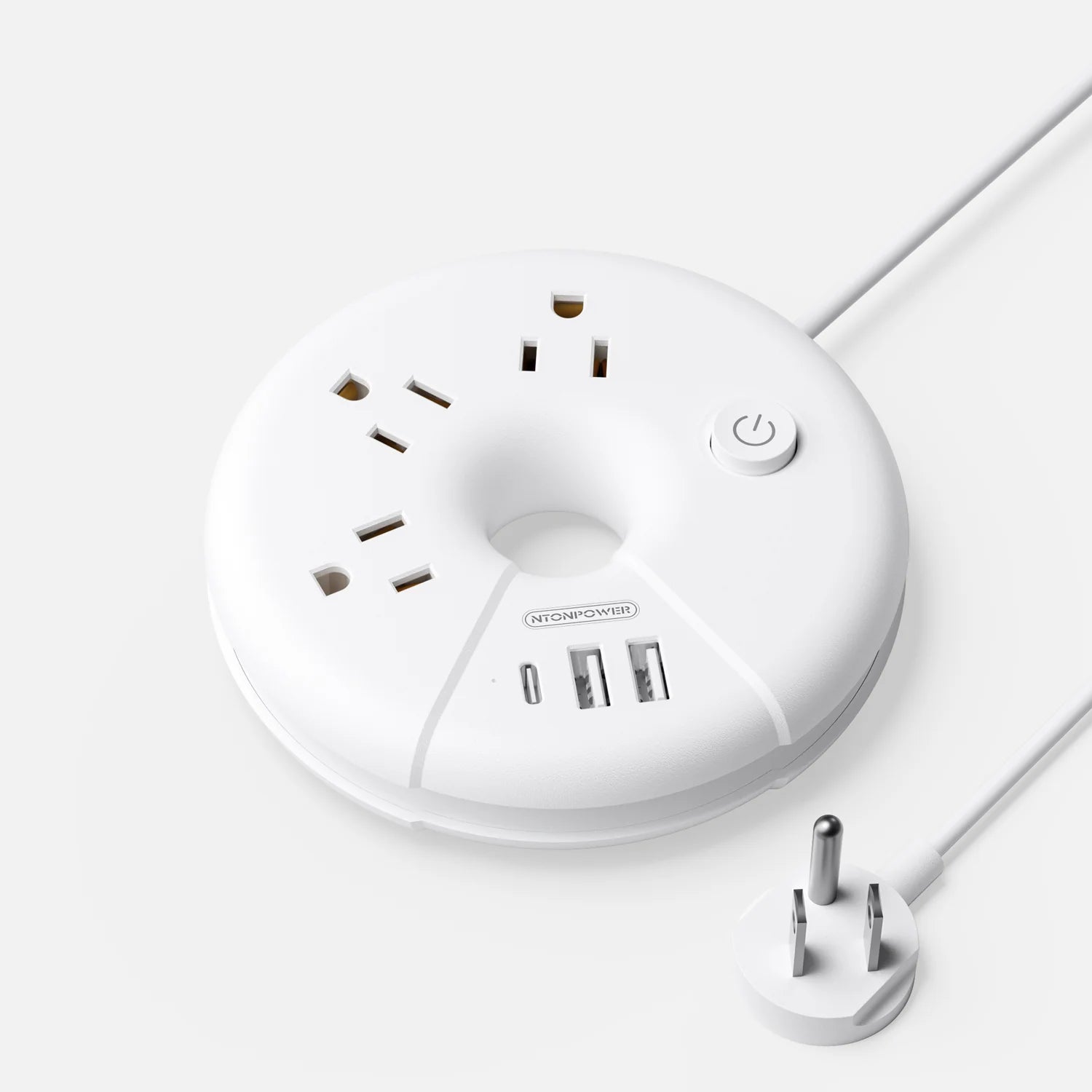 PowerNest New i-Donut Power Strip 3 Outlets 2 USB-A 1 Type C