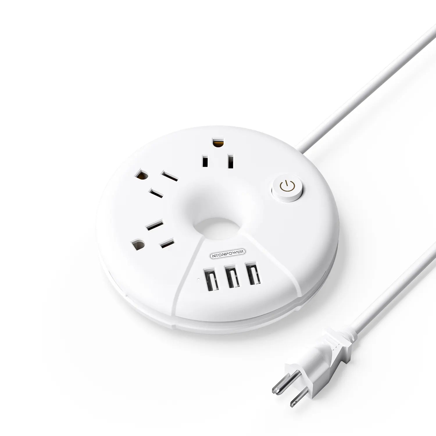 PowerNest i-Donut Power Strip 3 Outlets 3 USB Small&Travel