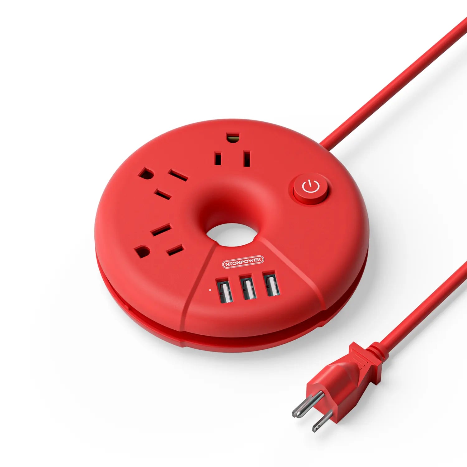 PowerNest i-Donut Power Strip 3 Outlets 3 USB Small&Travel