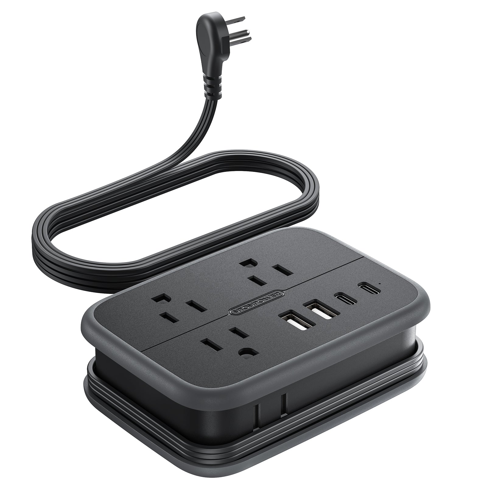 PowerNest Travel Power Strip 6 Outlets 2 USB-A 2USB-C
