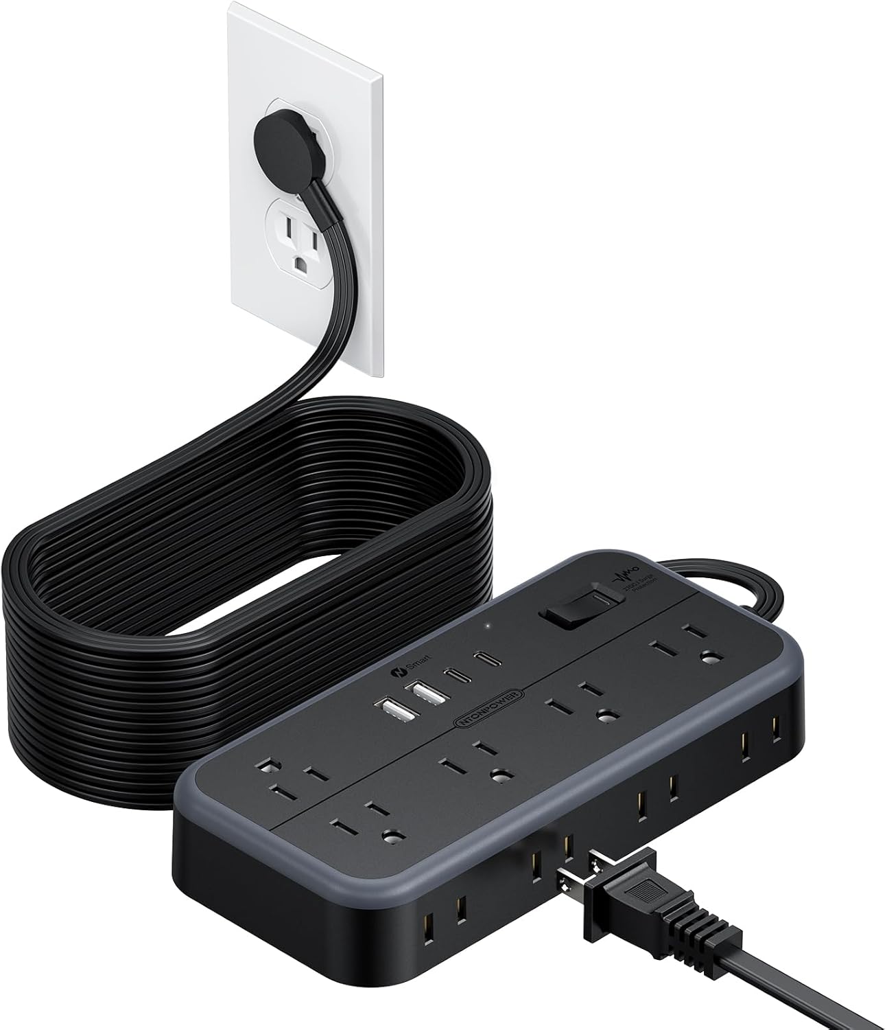 PowerNest 2700J Surge Protector 10 Outlets 4 USB Ports (2 USB C) Power Strip