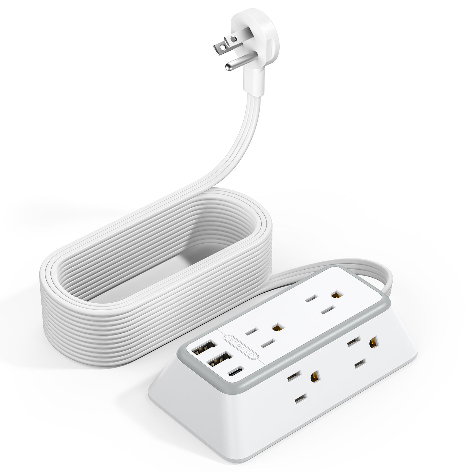 PowerNest 3-Sided Power Strip 6 Outlets 2 USB-A 1 USB-C