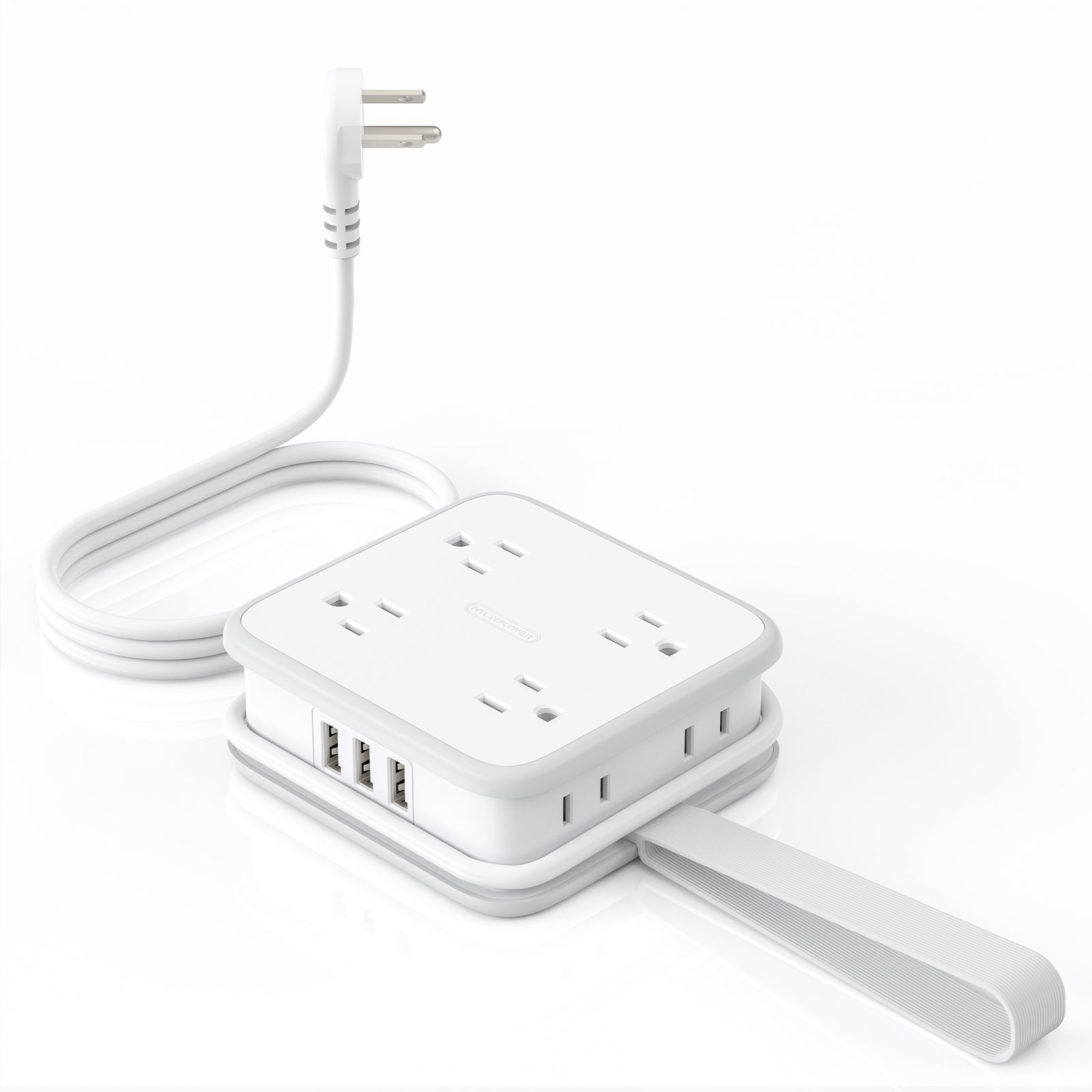 PowerNest Powercube Power Strip 8 Outlets 3 USB Wrapped Cord