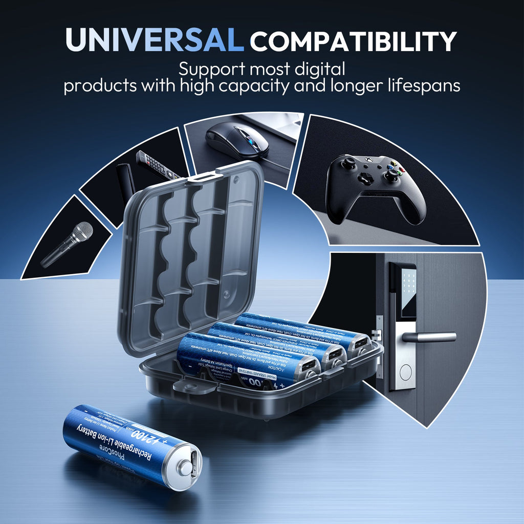 PowerNest AA Lithium Rechargeable Batteries 4 Pack