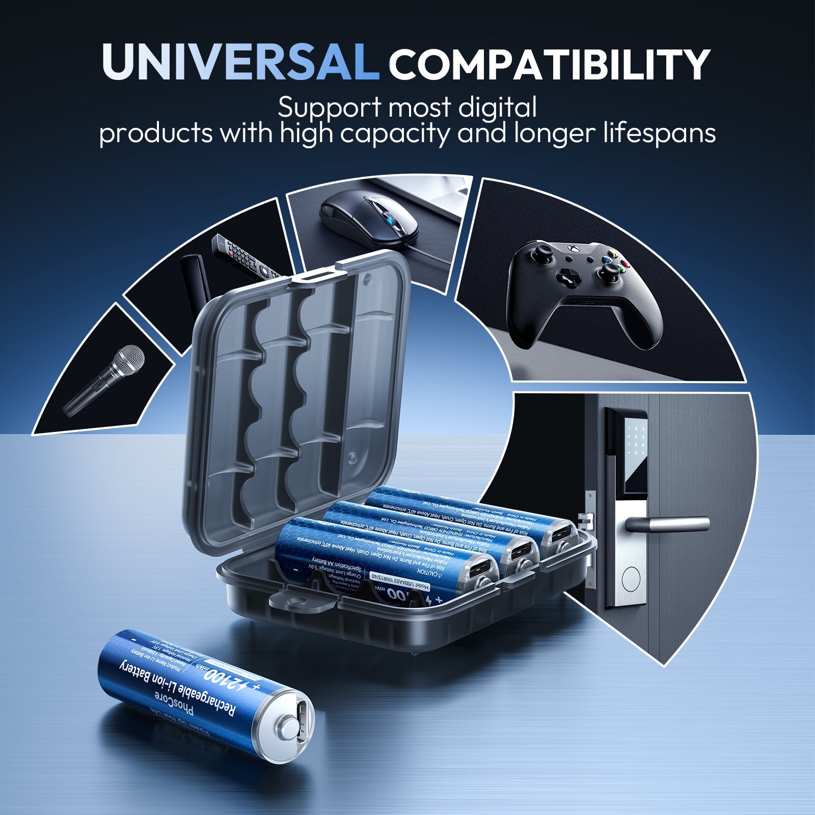 PowerNest AA Lithium Rechargeable Batteries 4 Pack