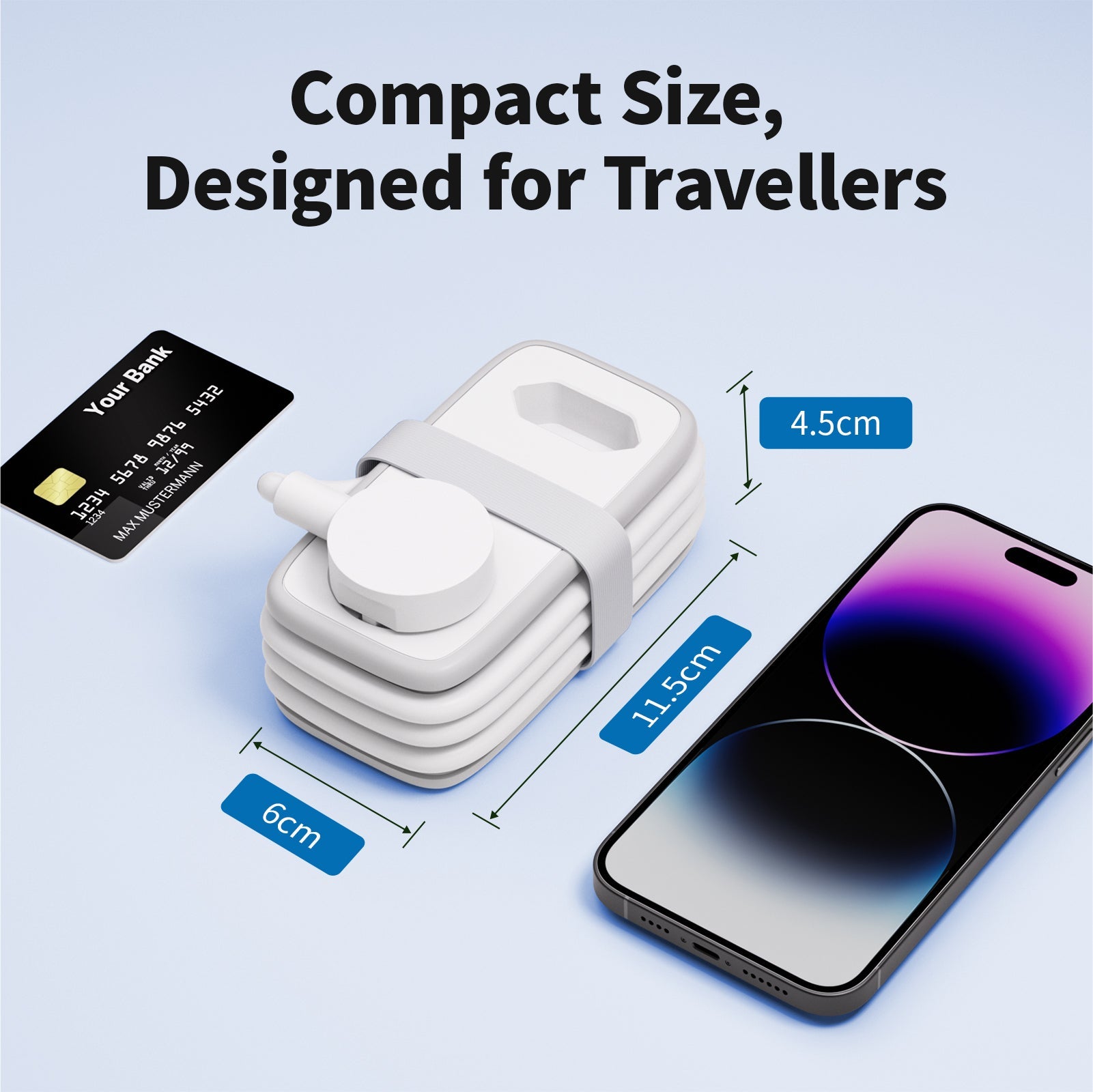 PowerNest New EU Pocket Power Strip 2 Outlets 3 USB-A Cruise Travel