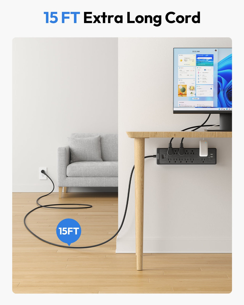 PowerNest Surge Protector Power Strip 12 Outlets 2 USB-A 1-USB C（SKU: LS-12A3U-US-BK-4.6M,  ASIN: B08CKBHCLD, GTIN：6954301173823）