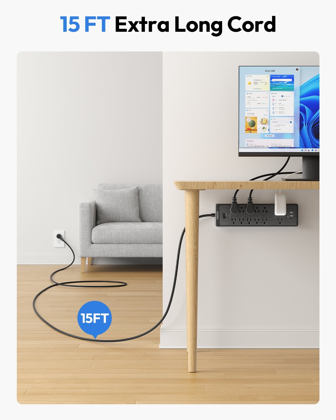 PowerNest Surge Protector Power Strip 12 Outlets 2 USB-A 1-USB C（SKU: LS-12A3U-US-BK-4.6M,  ASIN: B08CKBHCLD, GTIN：6954301173823）