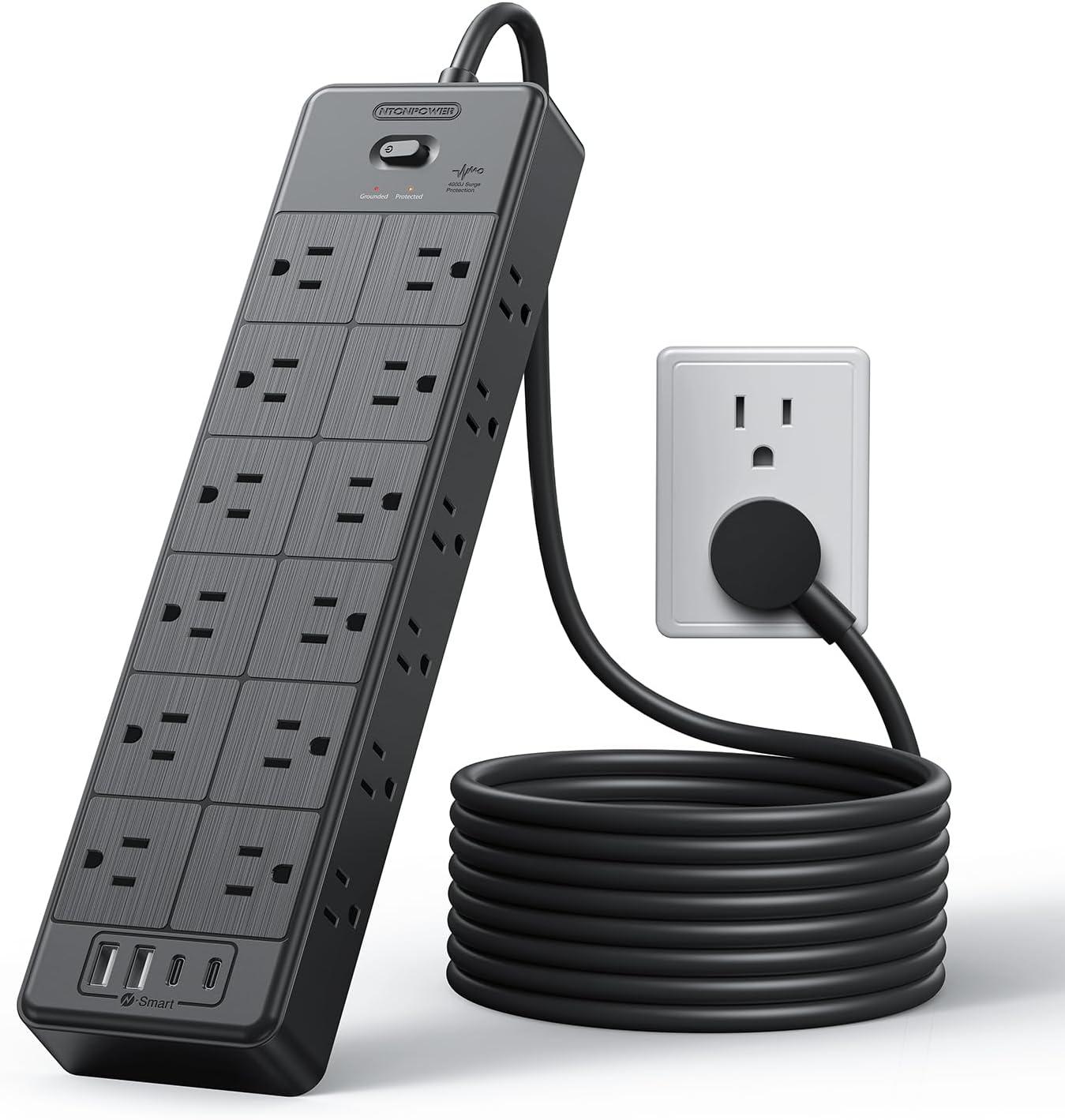 PowerNest Surge Protector Power Strip 24 Outlets 2 USB-A 2-USB C