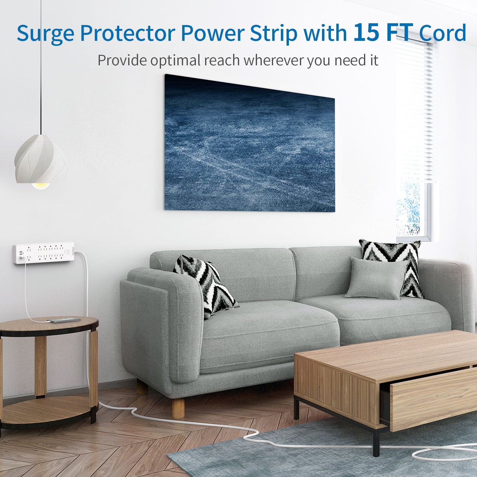 PowerNest SurgePro Power Strip 12 Outlets 3 USB Heavy Duty 2100J