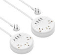2 Pack Travel Power Strip, PowerNest Flat Plug Power Strip with USB, 3 Outlet 4 USB Desktop Charging Station with 5ft Power Cord Wall Mount for Cruise, Travel, Hotel, Nightstand and Office, White