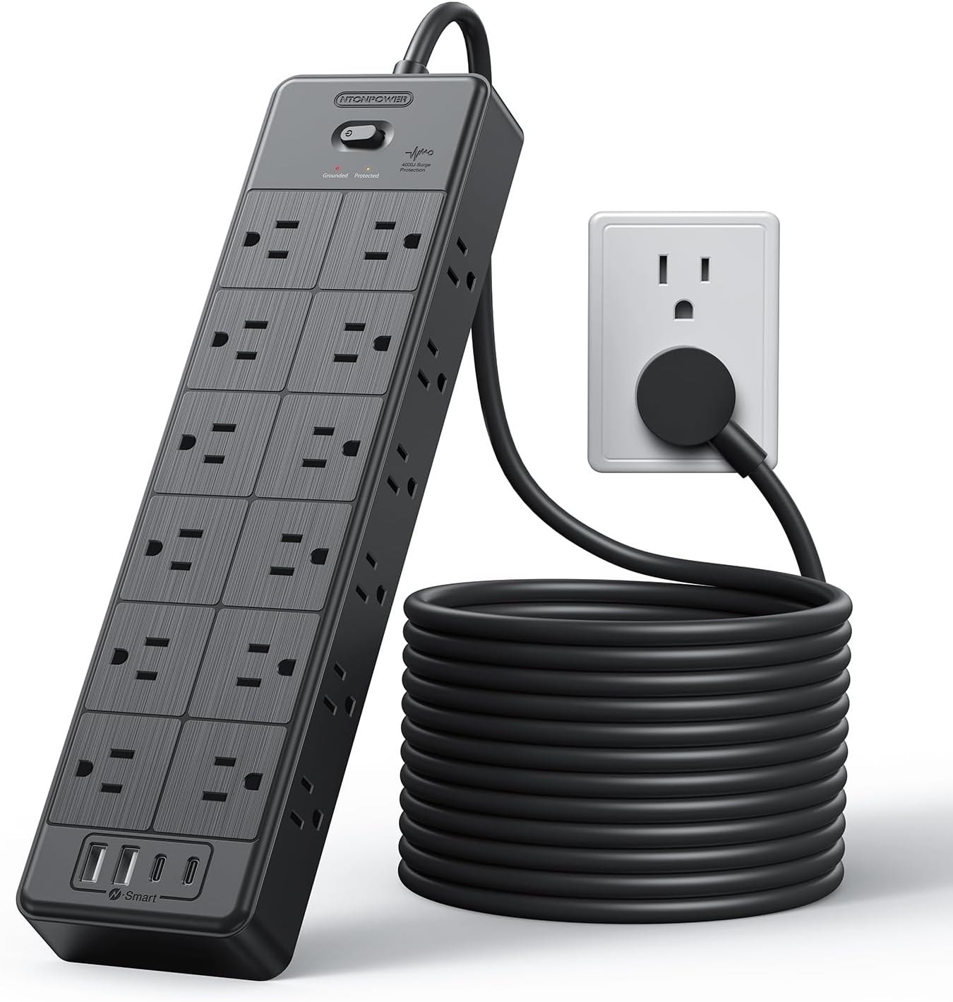 PowerNest Surge Protector Power Strip 24 Outlets 2 USB-A 2-USB C