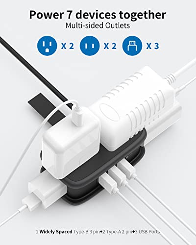 PowerNest Pocket Power Strip 4 Outlets 3 USB Ports(1 Type C)
