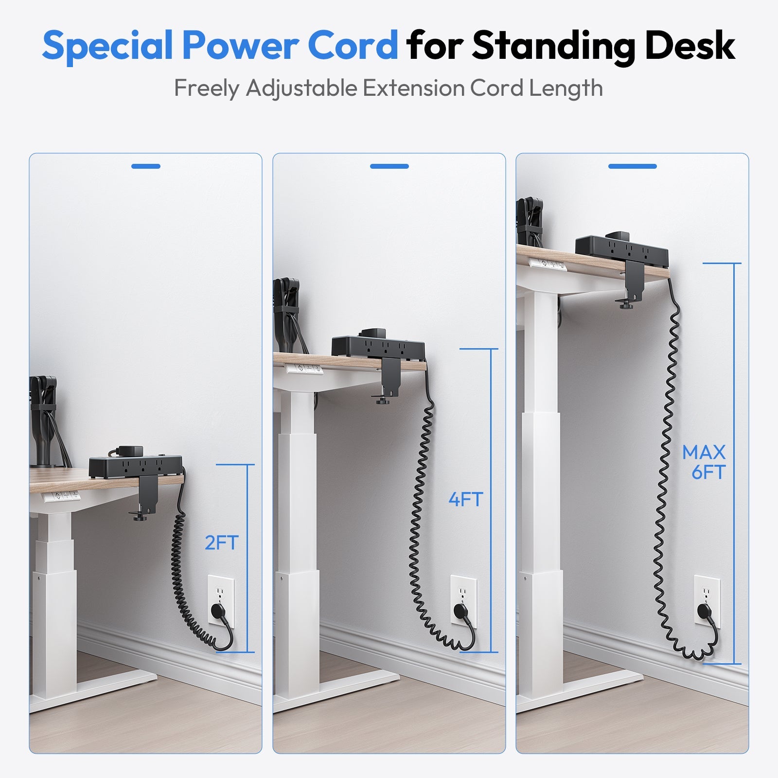 PowerNest Standing Desk Power Strip 9 Outlets 2 USB-A 1 USB-C
