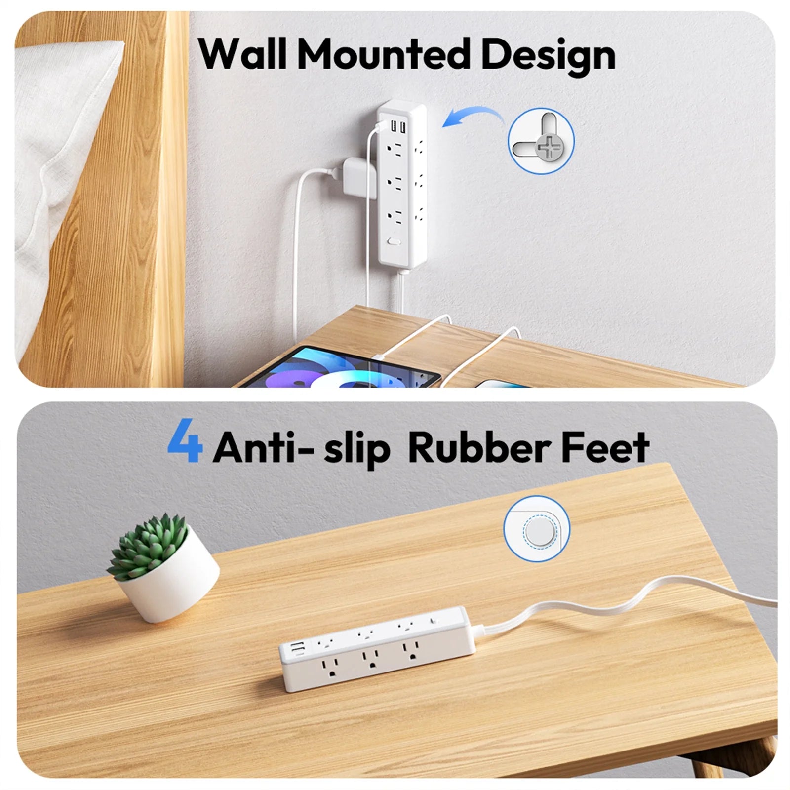 PowerNest Surge Protector  Power Strip 9 Outlets 2 USB-A 1 USB-C