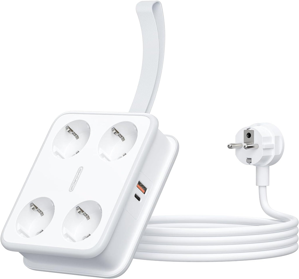 PowerNest New EU Power Strip 4 Outlets 1 USB-A 1 USB-C 45W GaN