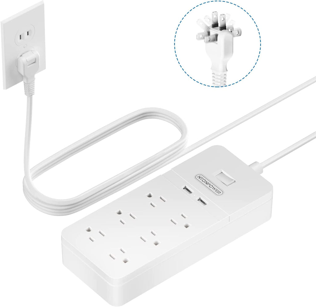 PowerNest New Surge Protector 2100J 6 Outlets 2 USB Rotating Plug