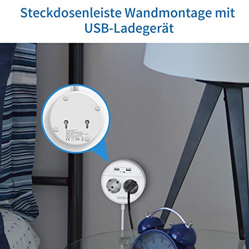 PowerNest EU Power Strip 2 Sockets 2 USB Small&Travel