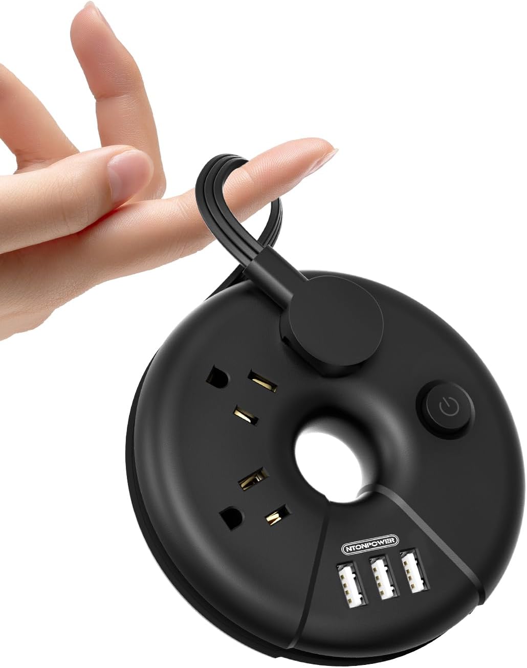 PowerNest i-Donut Power Strip 3 Outlets 3 USB Small&Travel