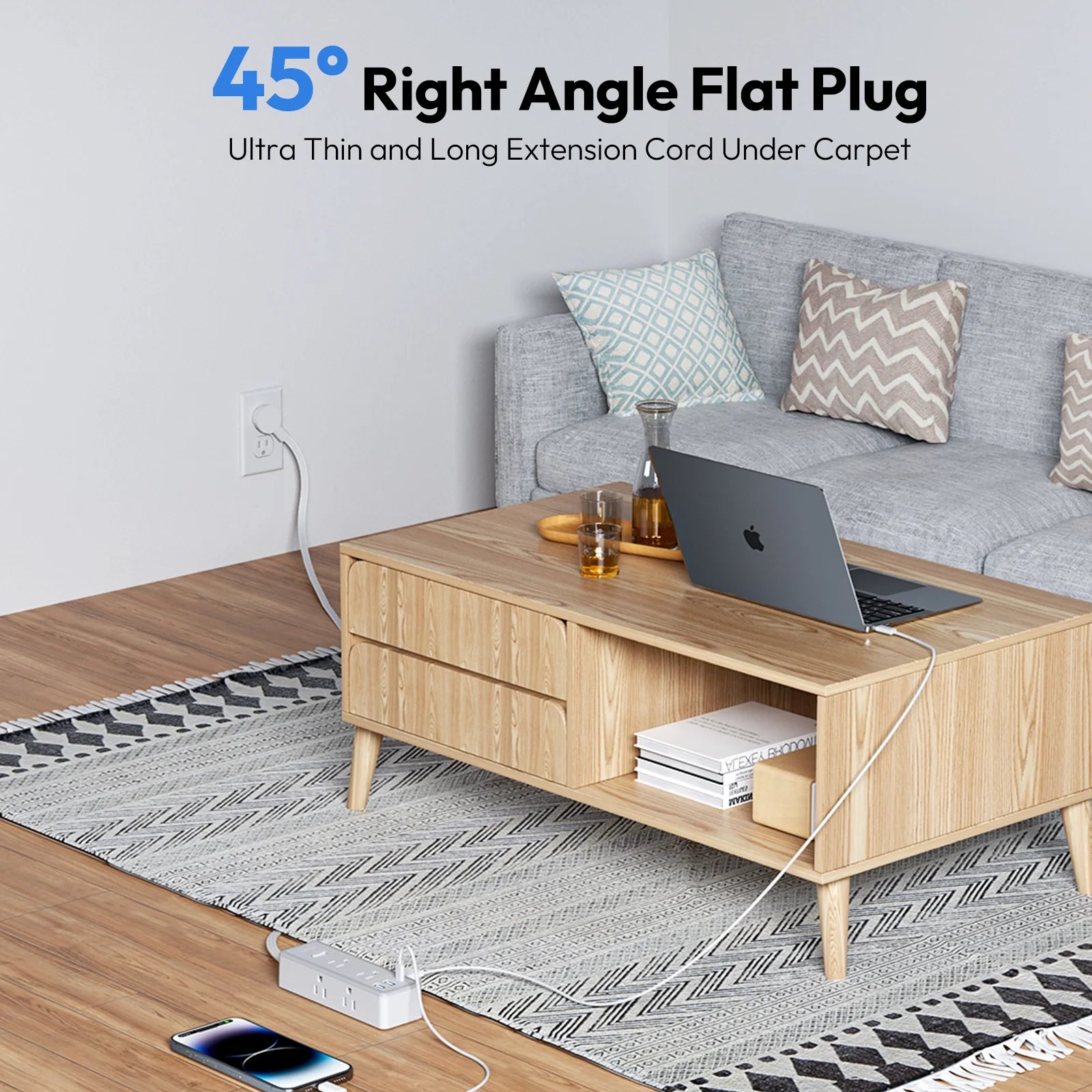 PowerNest Surge Protector Power Strip 6 Outlets 2 USB-A 1 USB-C