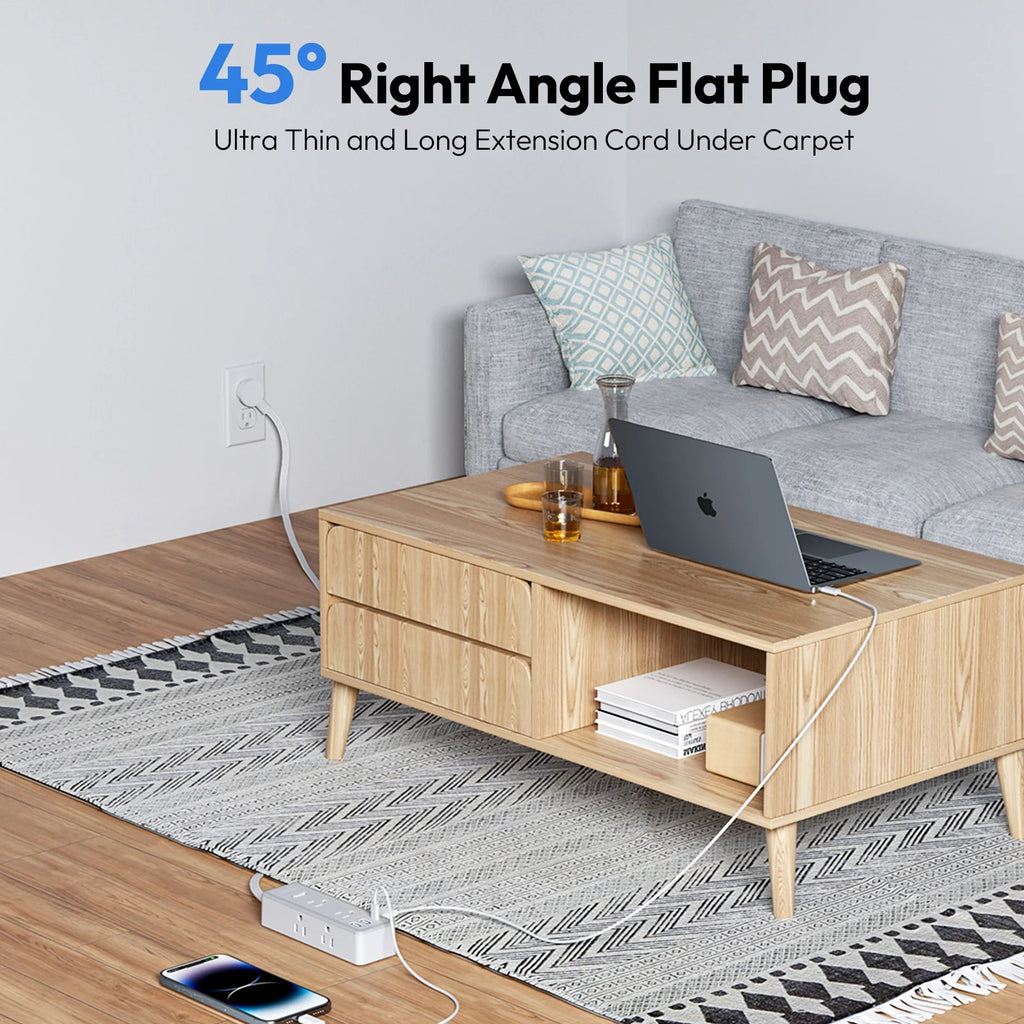 PowerNest Surge Protector Power Strip 6 Outlets 2 USB-A 1 USB-C