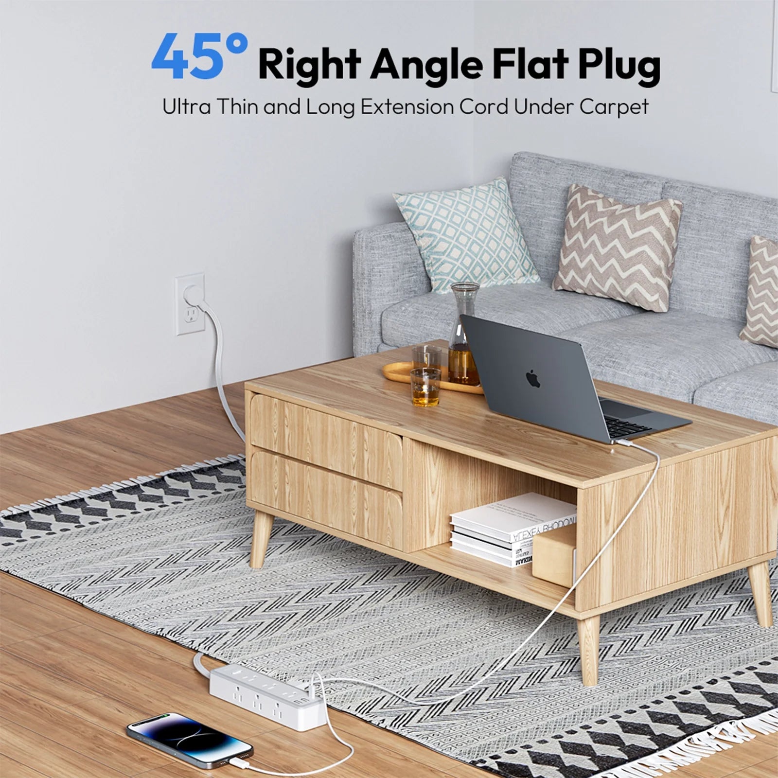 PowerNest Surge Protector  Power Strip 9 Outlets 2 USB-A 1 USB-C