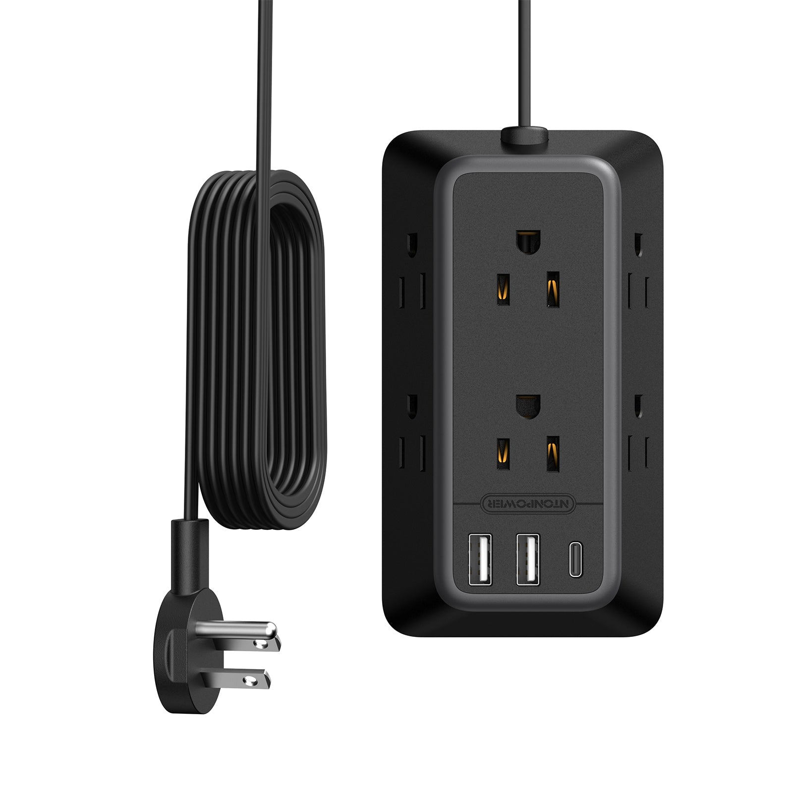 PowerNest 3-Sided Power Strip 6 Outlets 2 USB-A 1 USB-C